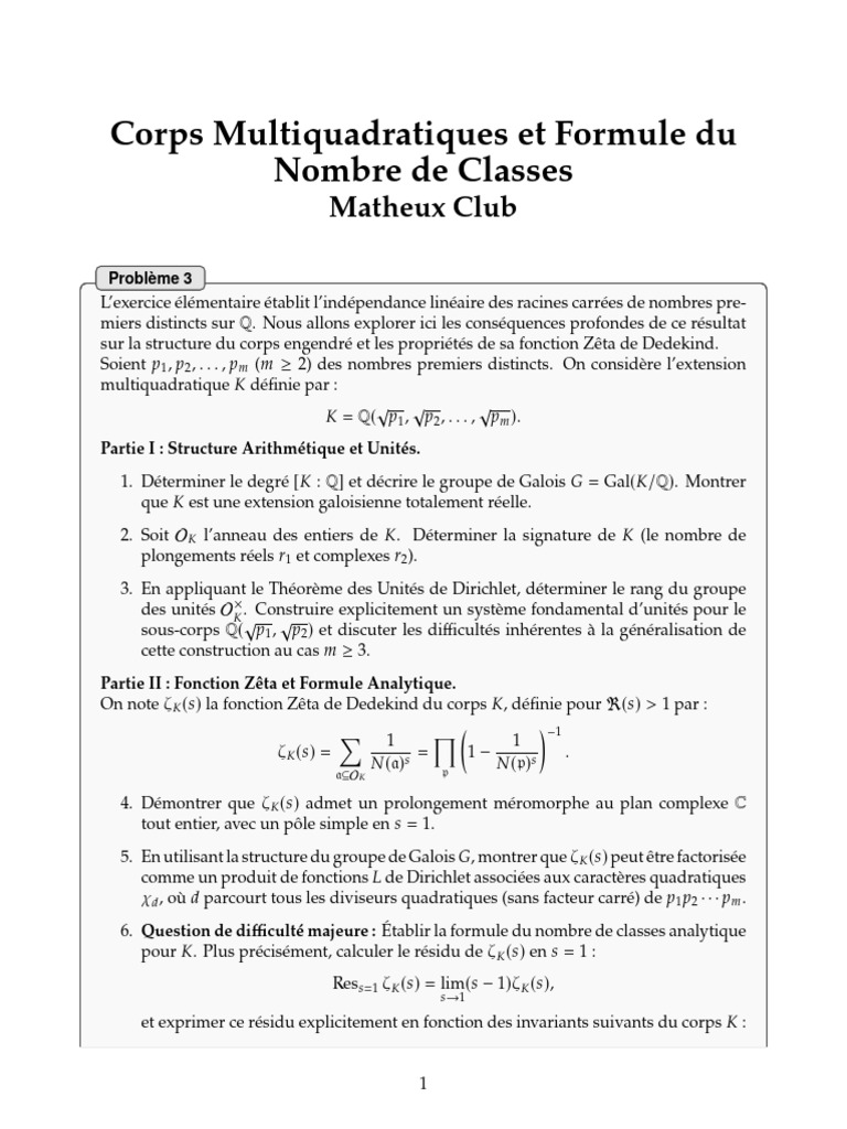 Corps multiquadratiques et fonction Zêta | PDF | Racine carrée | Groupe ...