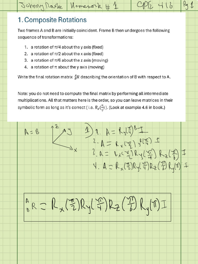 Rotation Matrix Calculation Steps | PDF