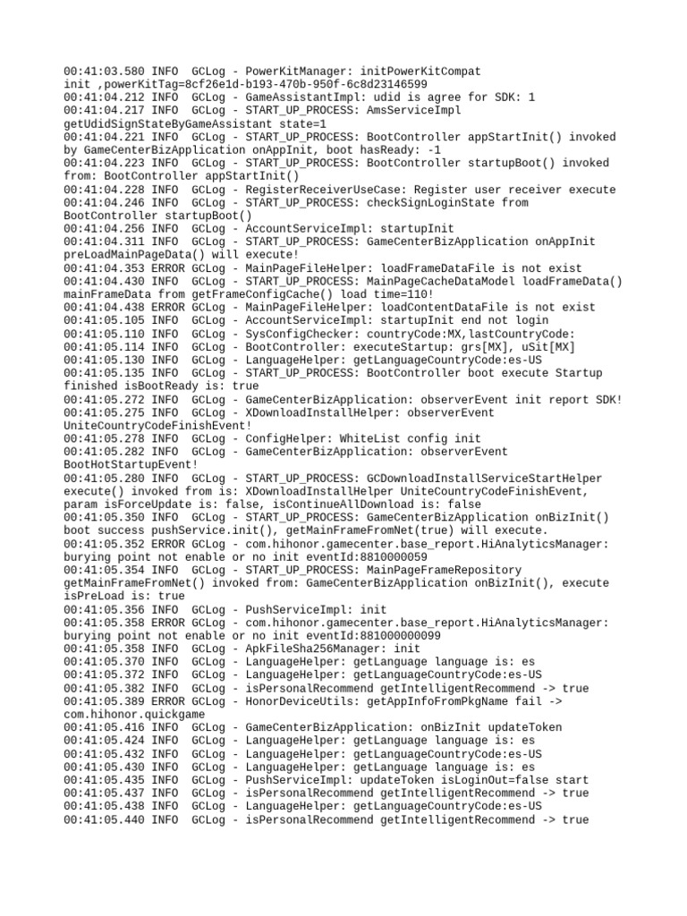 Game Center Initialization Log Analysis | PDF | Computing | Software