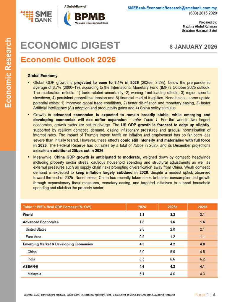 Global Economic Outlook 2026 Analysis | PDF | Inflation | Gross ...