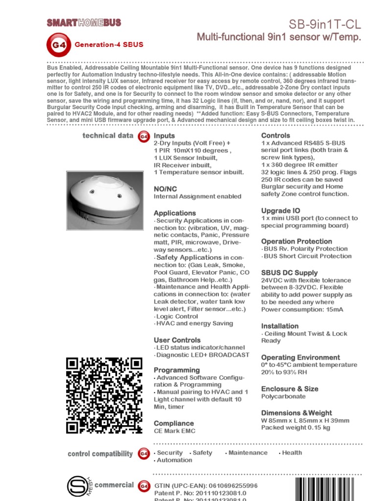 SB-9in1T-CL: Multi-Functional 9in1 Sensor W/temp | PDF | Technology ...