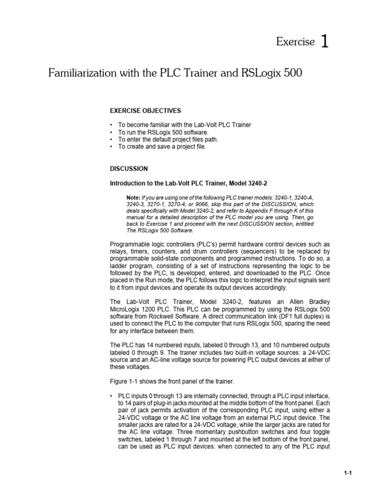 PLC Trainer and RSLogix 500 Guide | PDF | Programmable Logic Controller ...