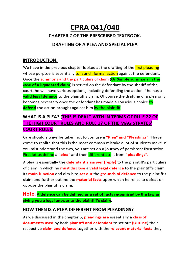 Lecture Notes Chapter 07 (1) | PDF | Pleading | Burden Of Proof (Law)