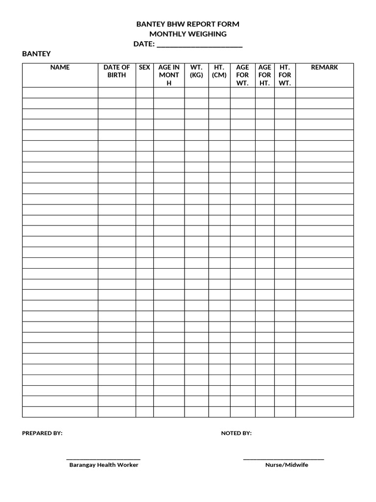 Bantey Bhw Report Form | PDF