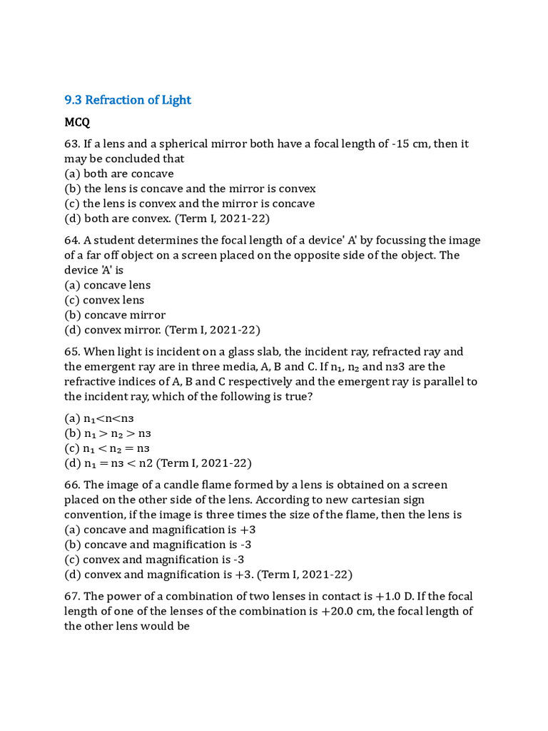 light refration.pdf | PDF | Lenses | Atomic