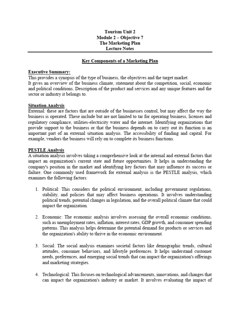 Module 2 - Objective 7 - The Marketing Plan | PDF | Marketing ...