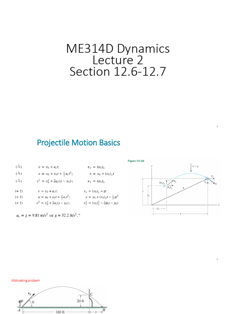 Lecture 2 Topic 12.6 to 12.7 Simple Projectile Example and NT ...