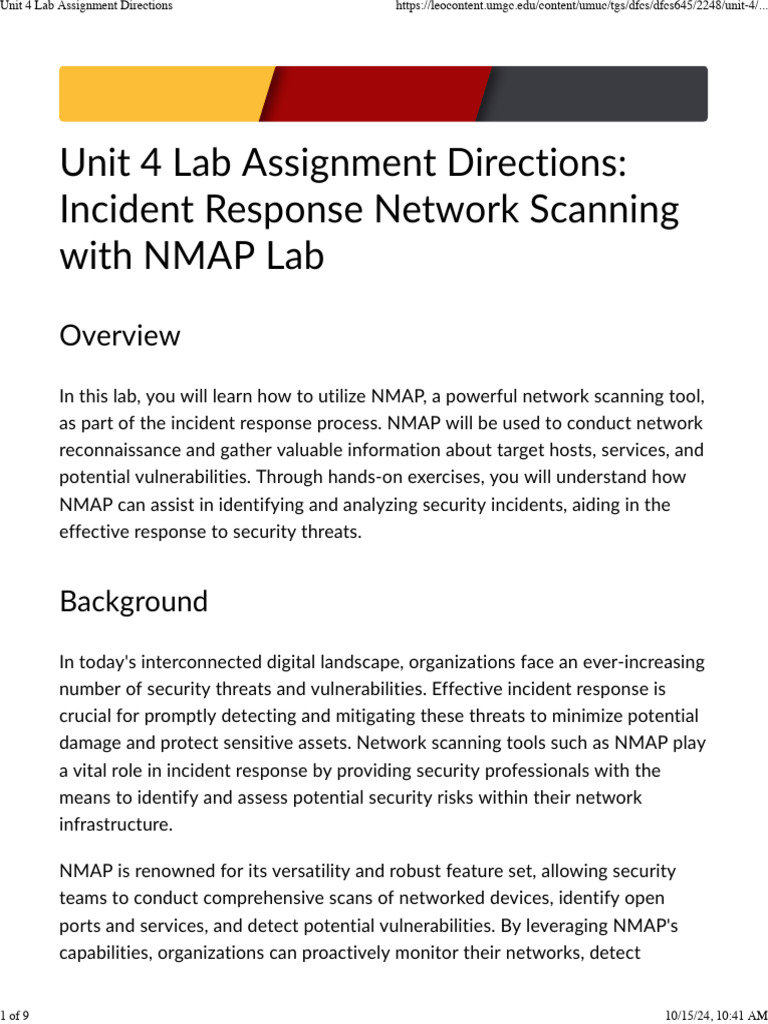NMAP Incident Response Lab Guide | PDF | Computer Security | Security