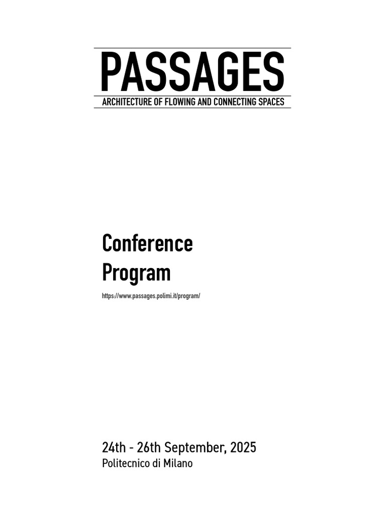 Passages - Conference Program - Draft | PDF | Environmental Design
