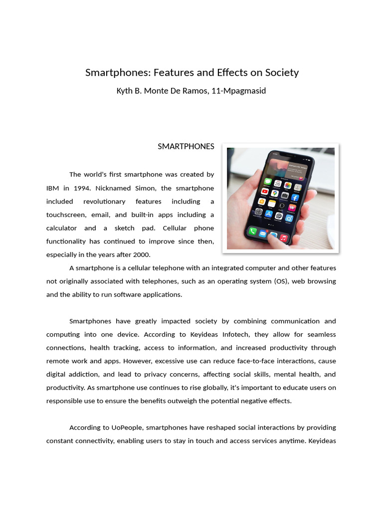 Impact of Smartphones on Society | PDF