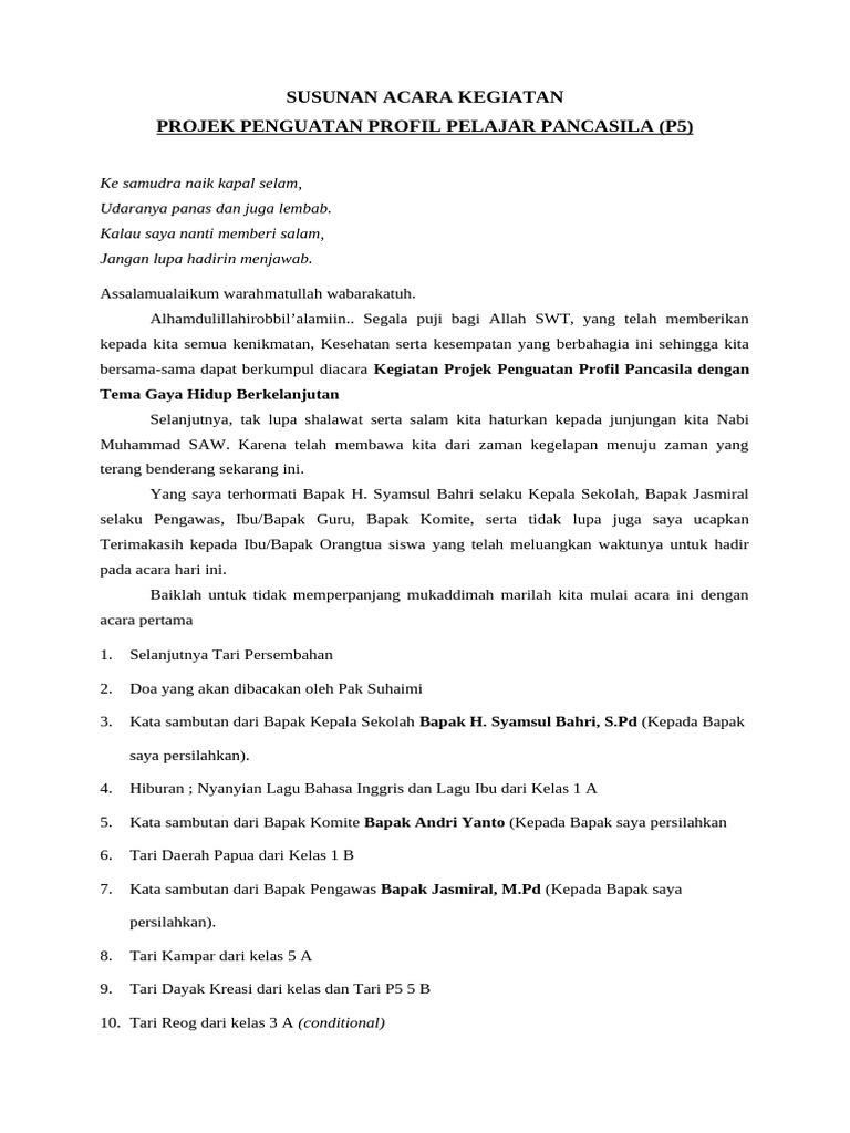 Acara Projek P5: Gaya Hidup Berkelanjutan | PDF