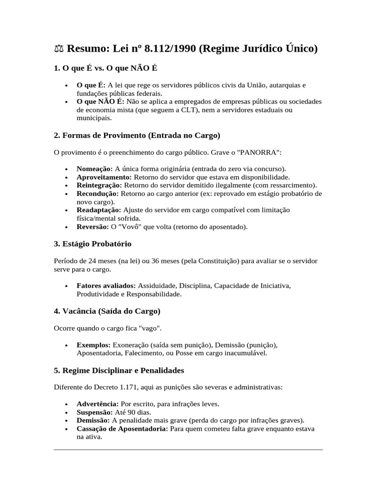 Lei 8.112/90: Regime Jurídico dos Servidores | PDF | Justiça | Crime e ...