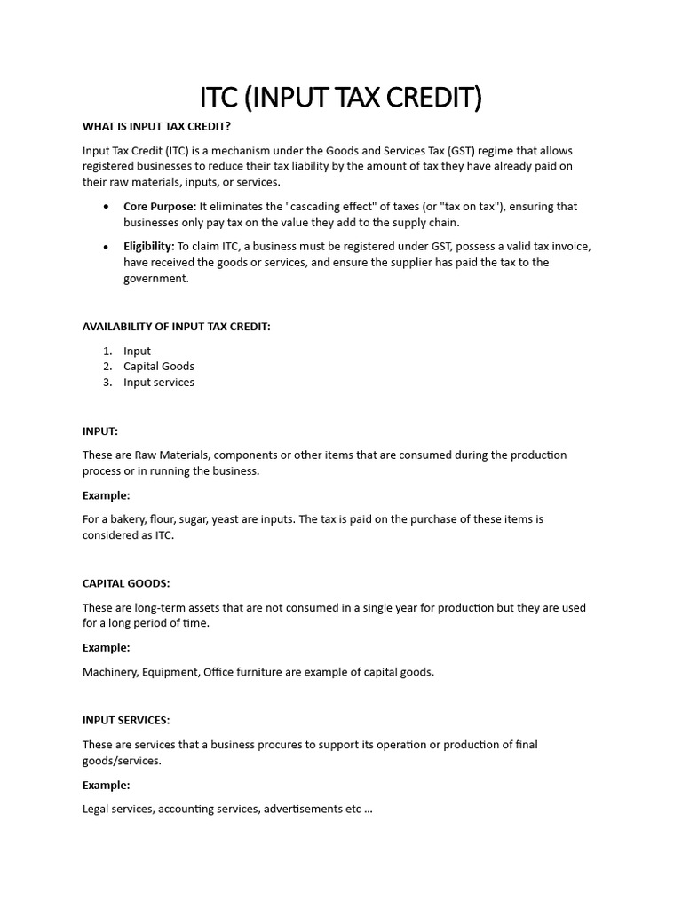 ITC | PDF | Value Added Tax | Taxes