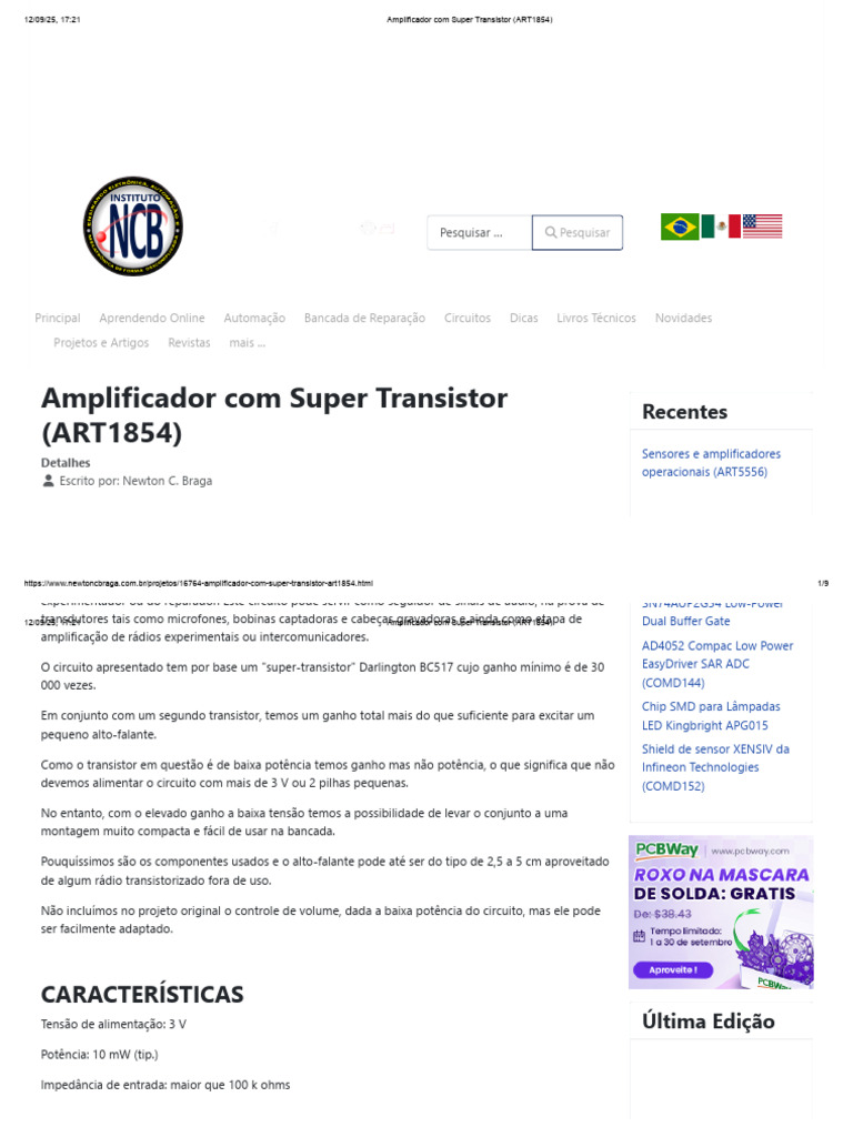 Amplificador de Áudio com Super Transistor | PDF | Transistor | Rede ...