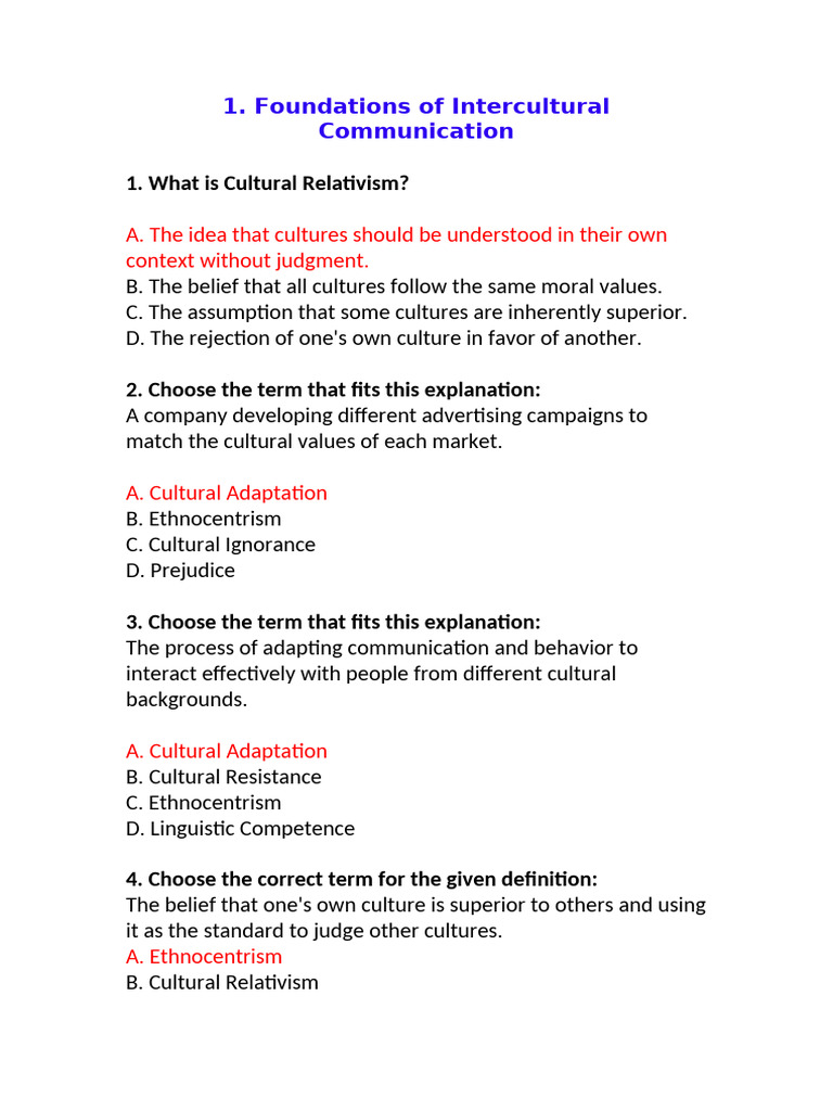 Intercultural Communication Concepts | PDF | Stereotypes | Communication