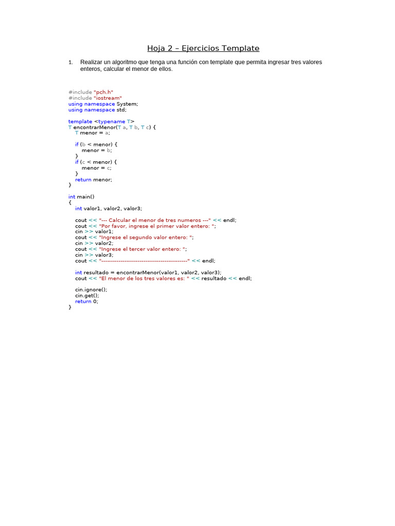 Algoritmos en C++ con Templates | PDF | Ingeniería de software | Aritmética