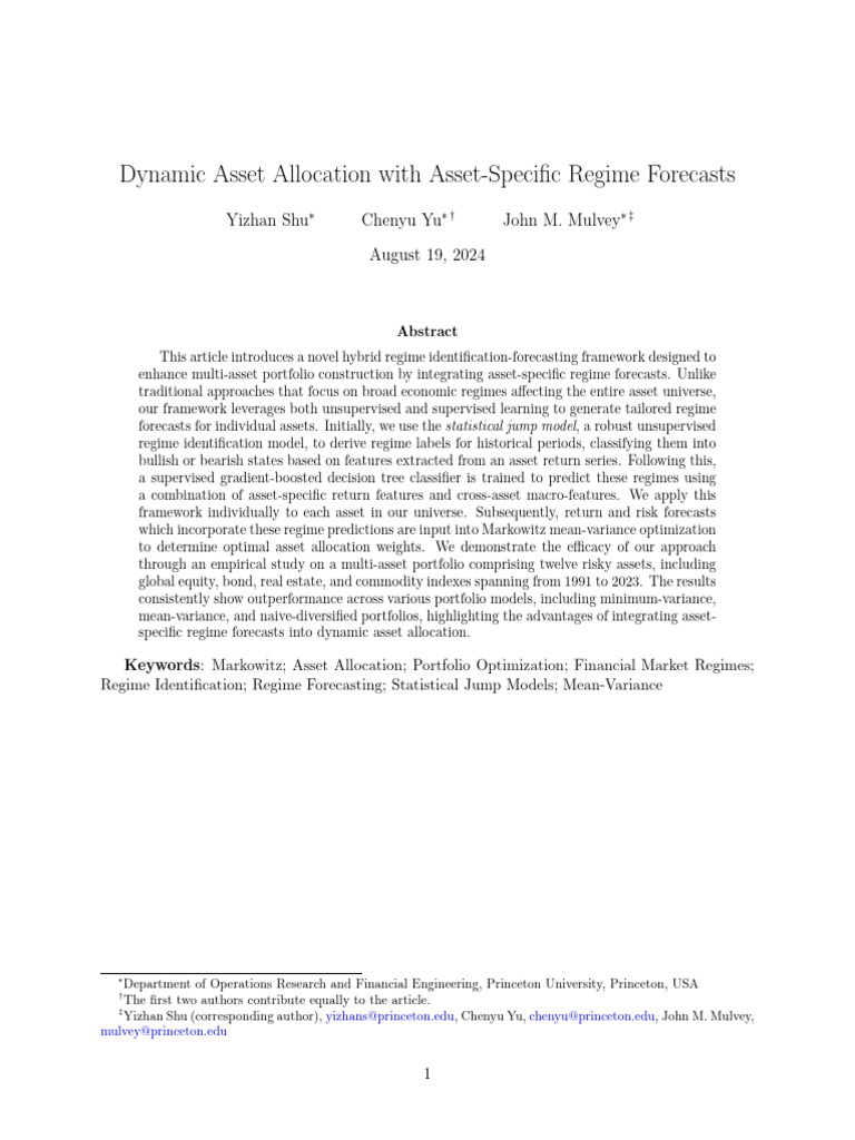 Dynamic Asset Allocation with Regime Forecasts | PDF | Vix | Forecasting
