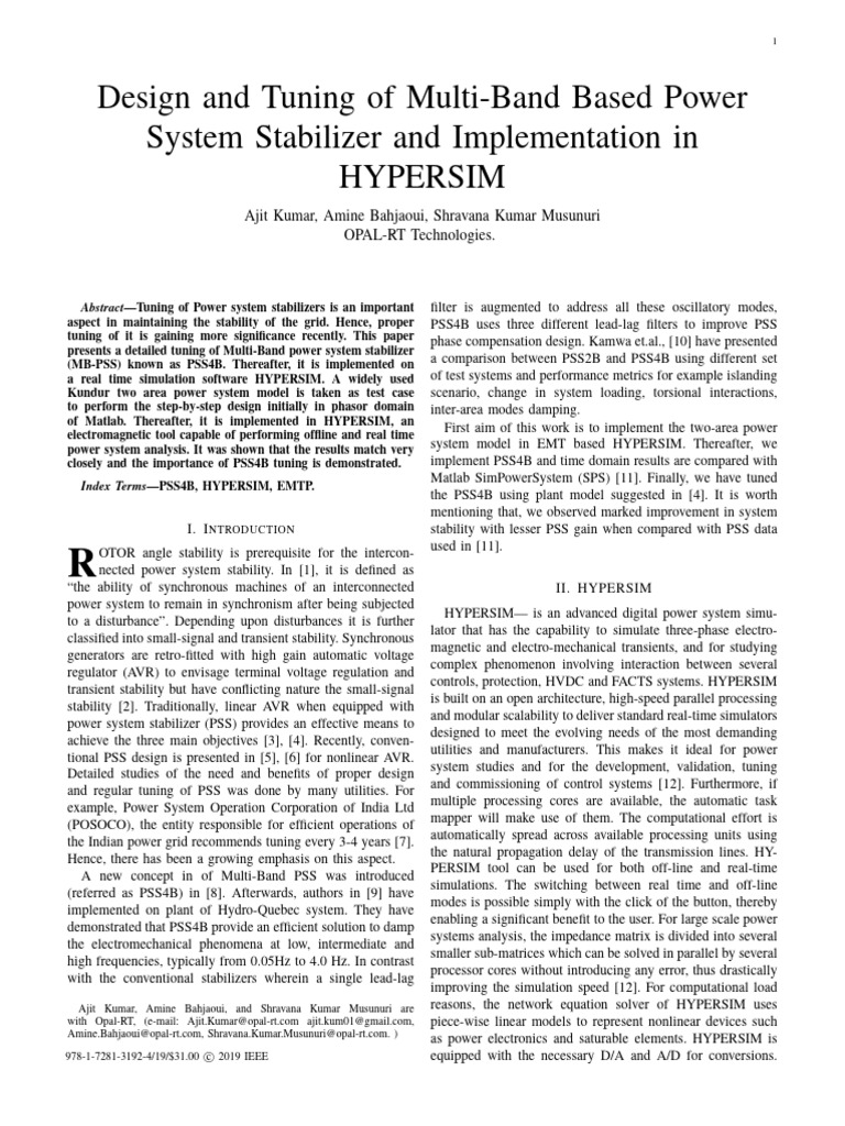 Multi-Band PSS4B Design in HYPERSIM | PDF | Transmission Line | Electricity
