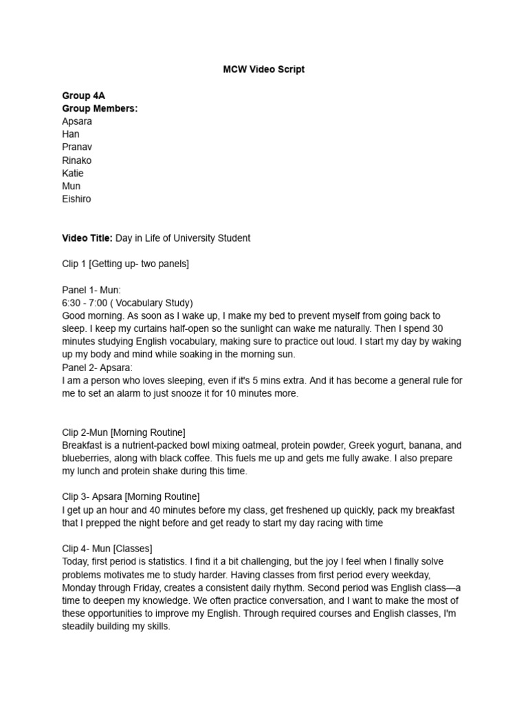 MCW Draft Script | PDF