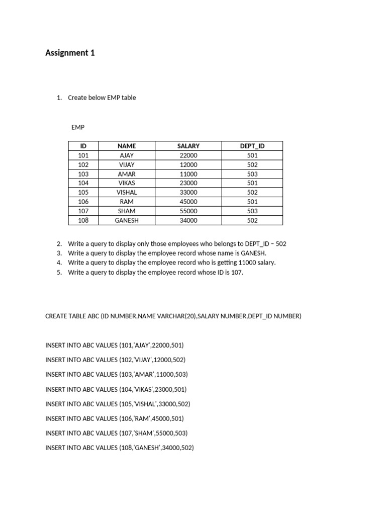 SQL Queries for Employee Records | PDF