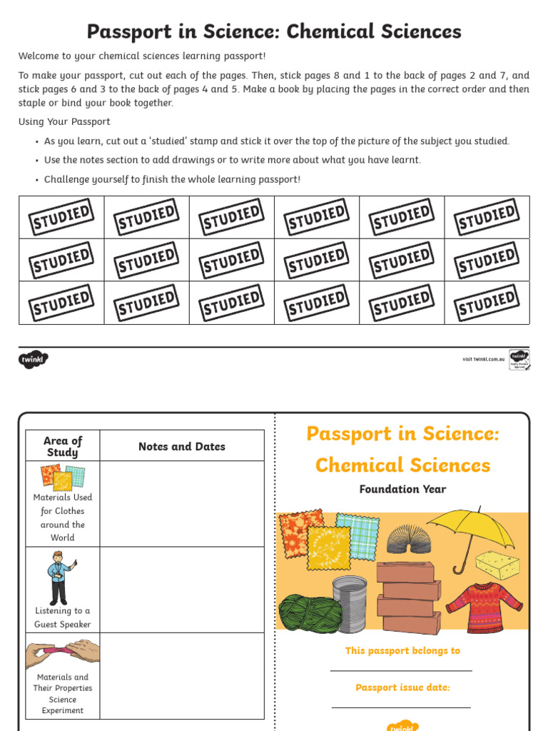 Au Sc 2119 Foundation Year Chemical Sciences Passport Booklet English ...