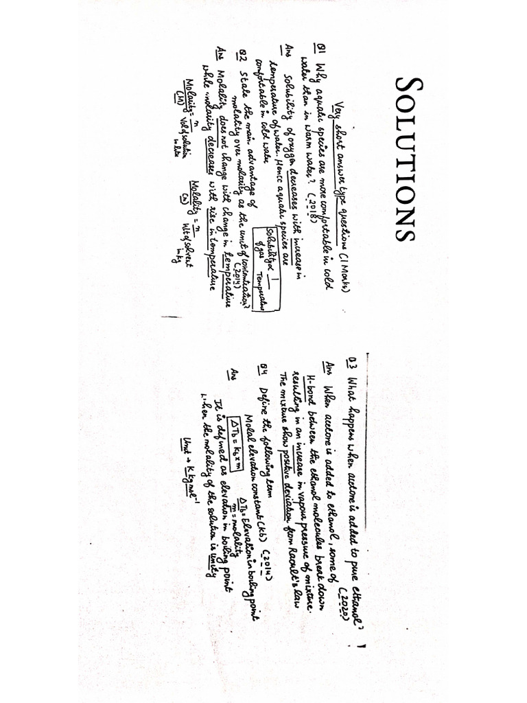Solutions Numericals PYQ | PDF