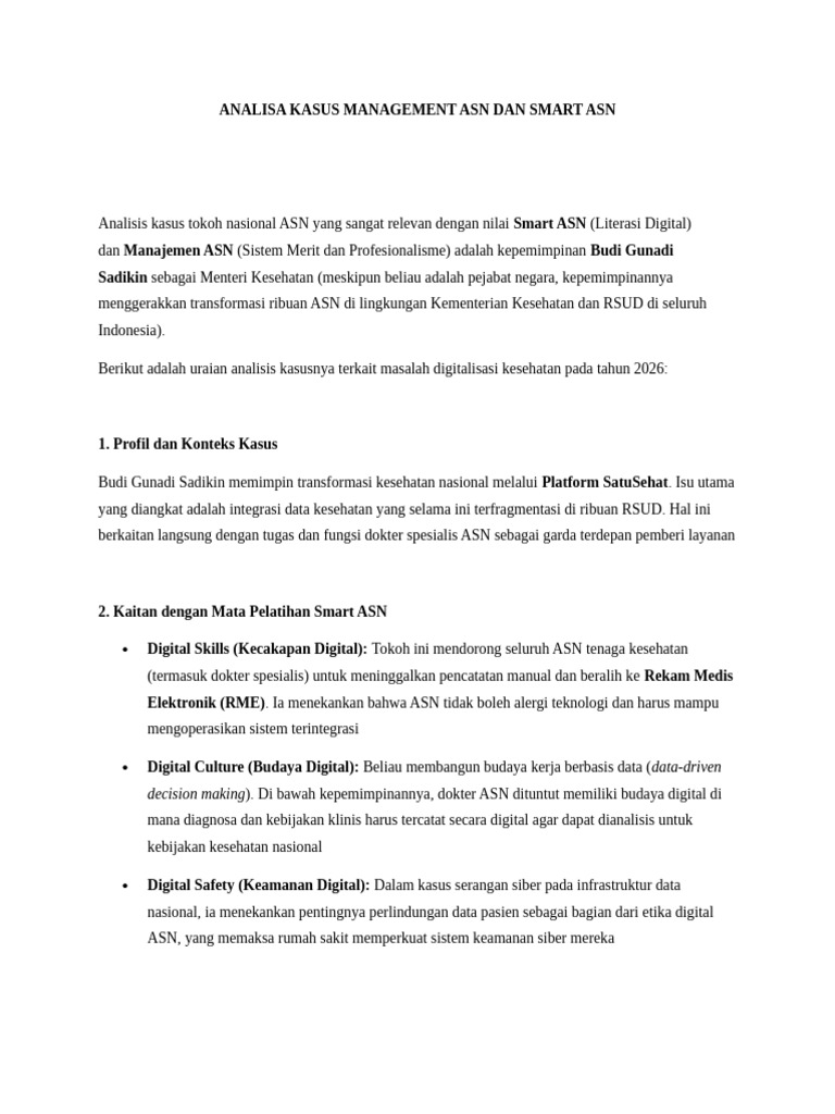 Transformasi Digital ASN Kesehatan 2026 | PDF