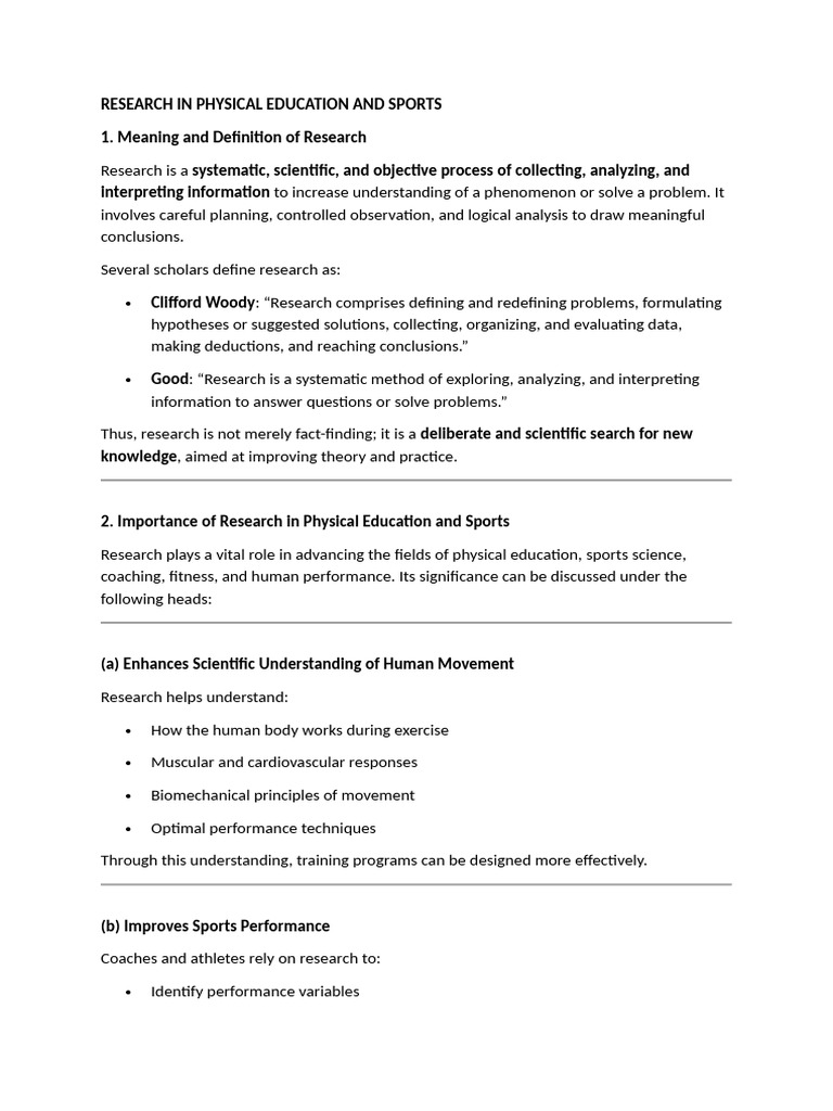 RESEARCH IN PHYSICAL EDUCATION AND SPORTS. ques | PDF | Hypothesis ...