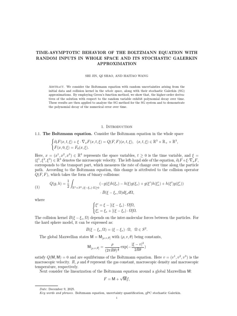 Boltzmann Equation with Random Inputs | PDF | Green's Function ...