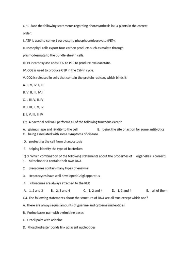 Photosynthesis and Cell Biology Quiz | PDF | Heart Valve | Heart