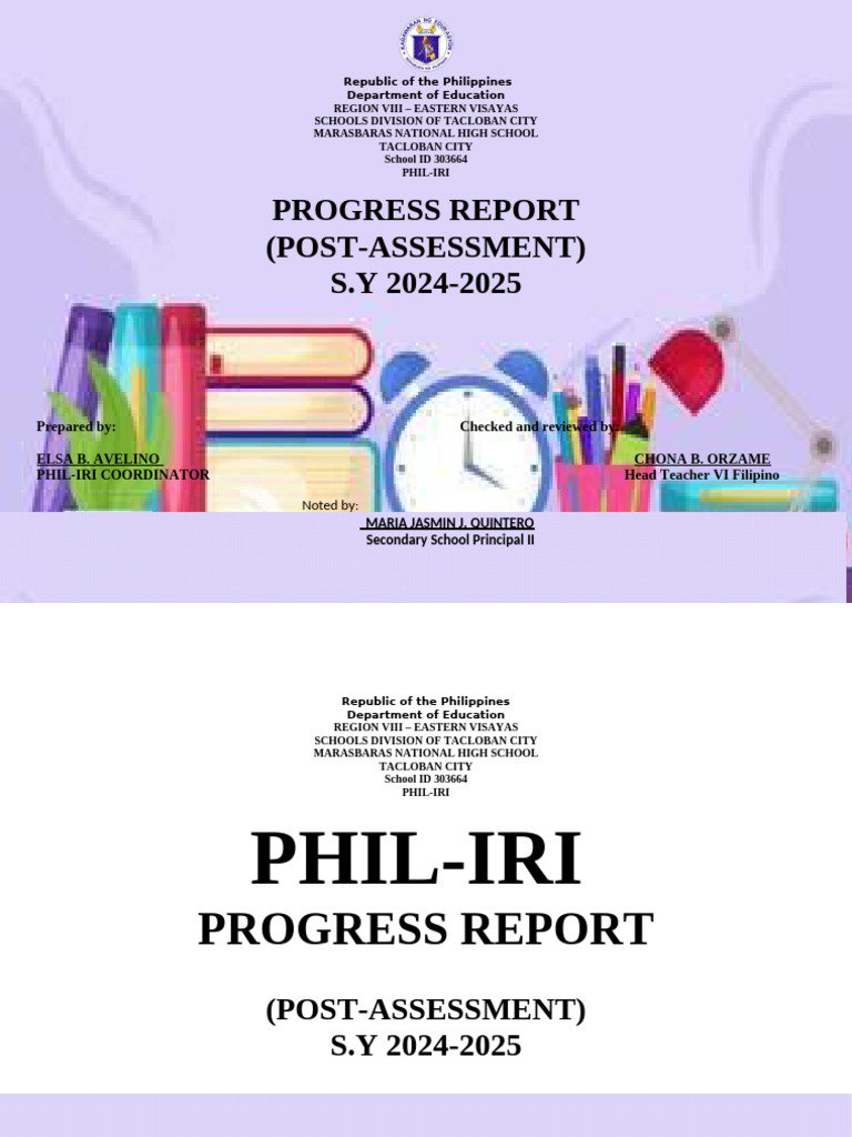 PHIL-IRI Post-Assessment Report 2024-2025 | PDF | Psycholinguistics ...