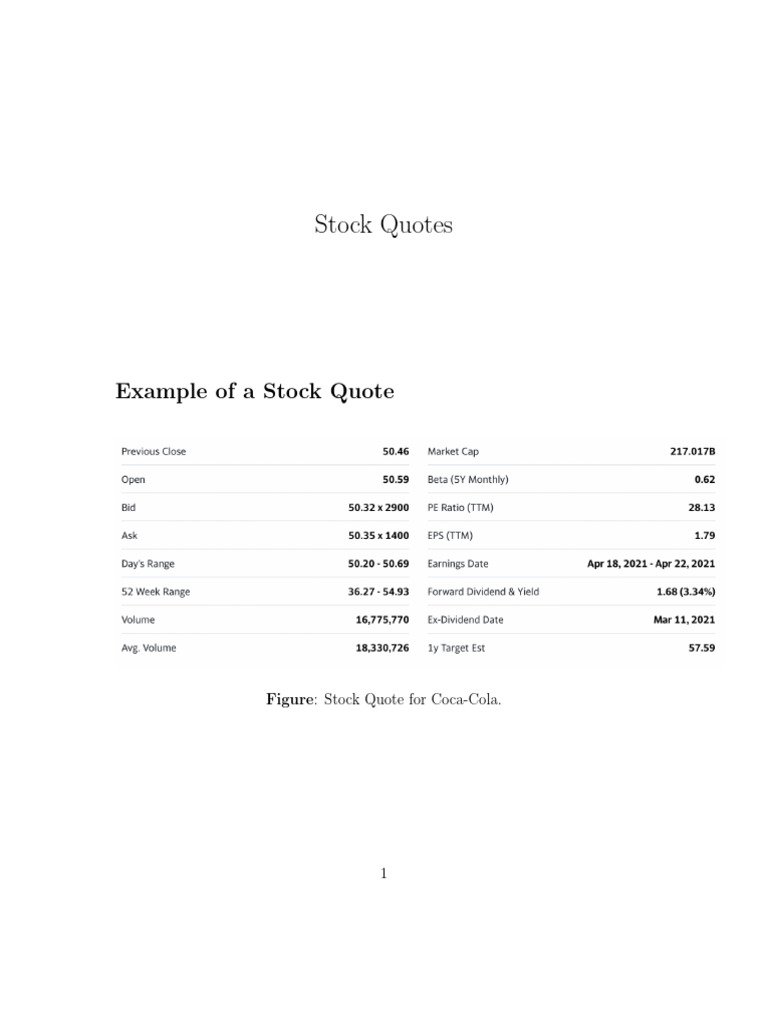 Understanding Stock Quotes and Terminology | PDF