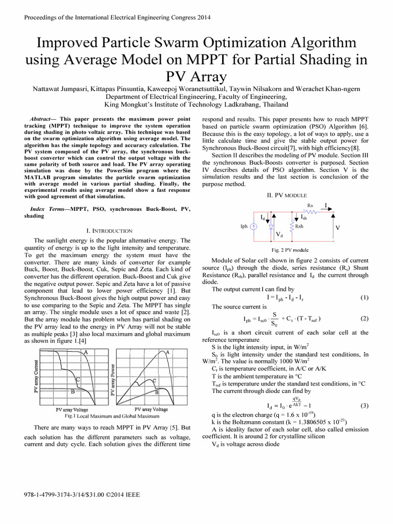 Enhanced PSO for MPPT in PV Systems | PDF | Photovoltaics | Solar Panel