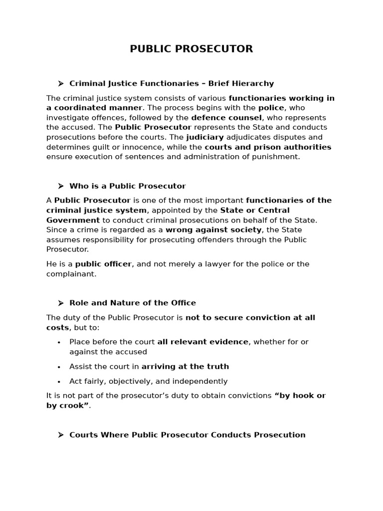 Role of Public Prosecutor in Justice System | PDF | Prosecutor ...