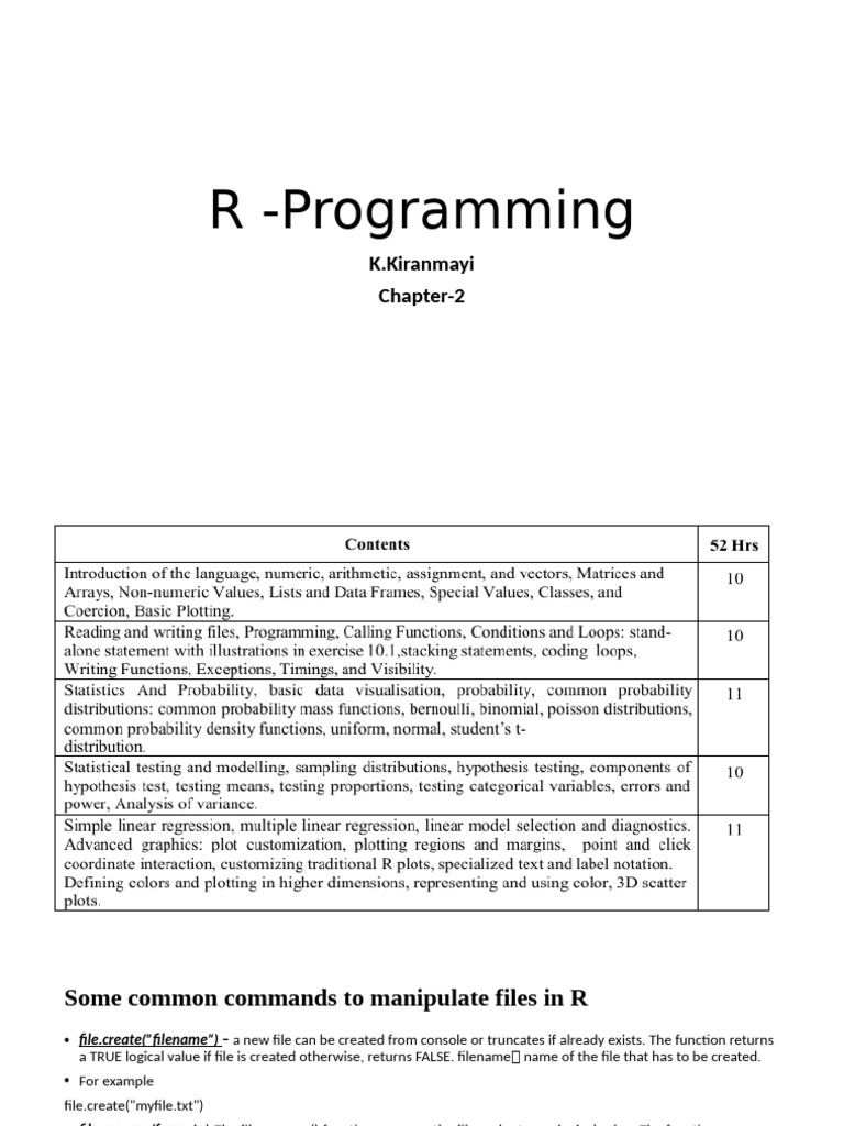 R Programming Chapter2 Part A | PDF | Computer File | Filename