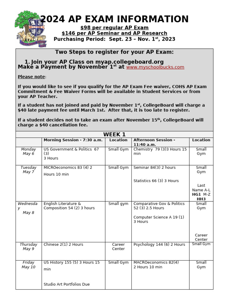 2024 AP Exam Registration Details | PDF | Advanced Placement