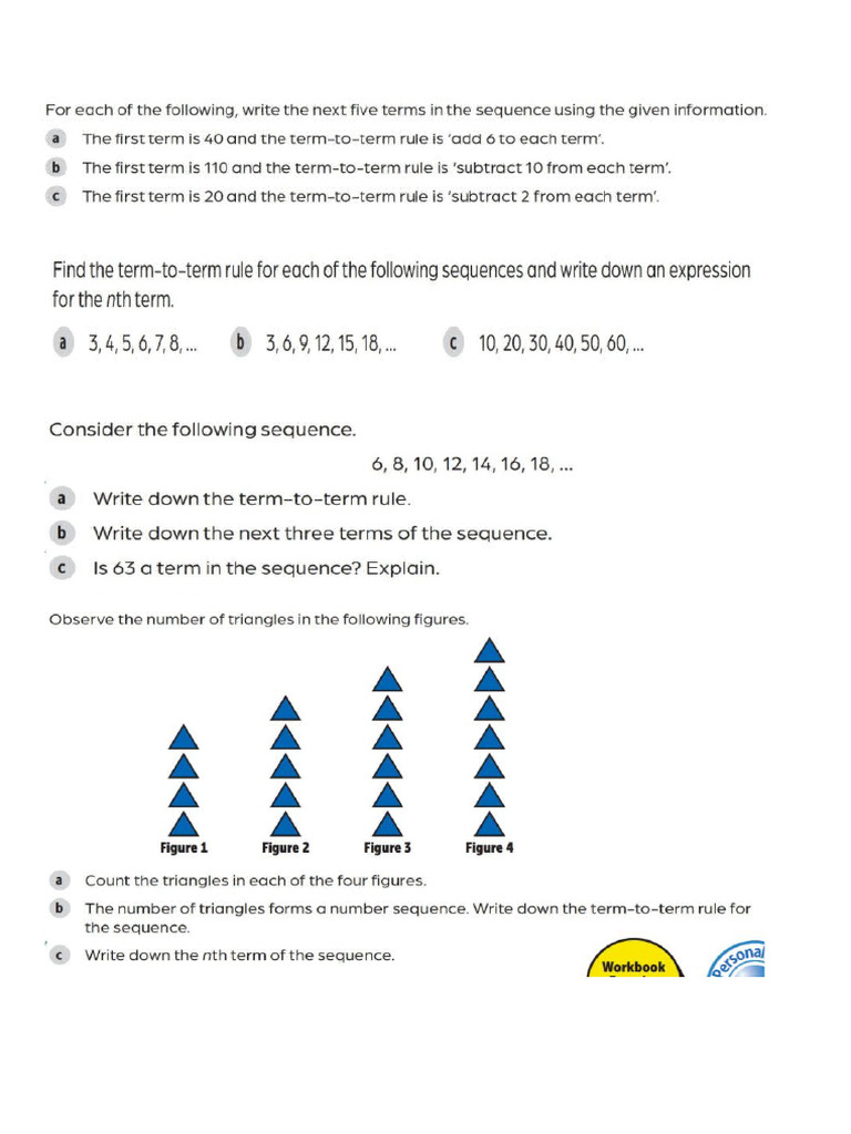 Term to Term Rule Exercises (1) | PDF