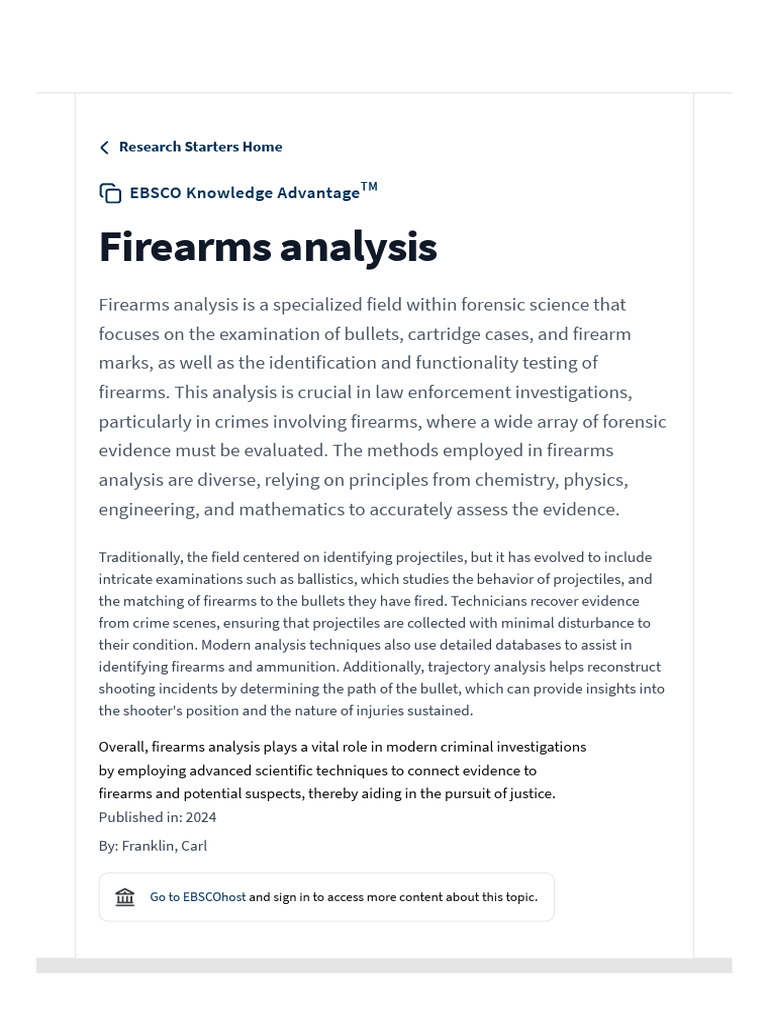 Firearms Analysis in Forensic Science | PDF | Firearms | Bullet