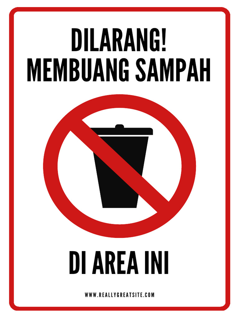 Merah Putih Hitam Profesional Larangan Membuang Sampah Poster | PDF
