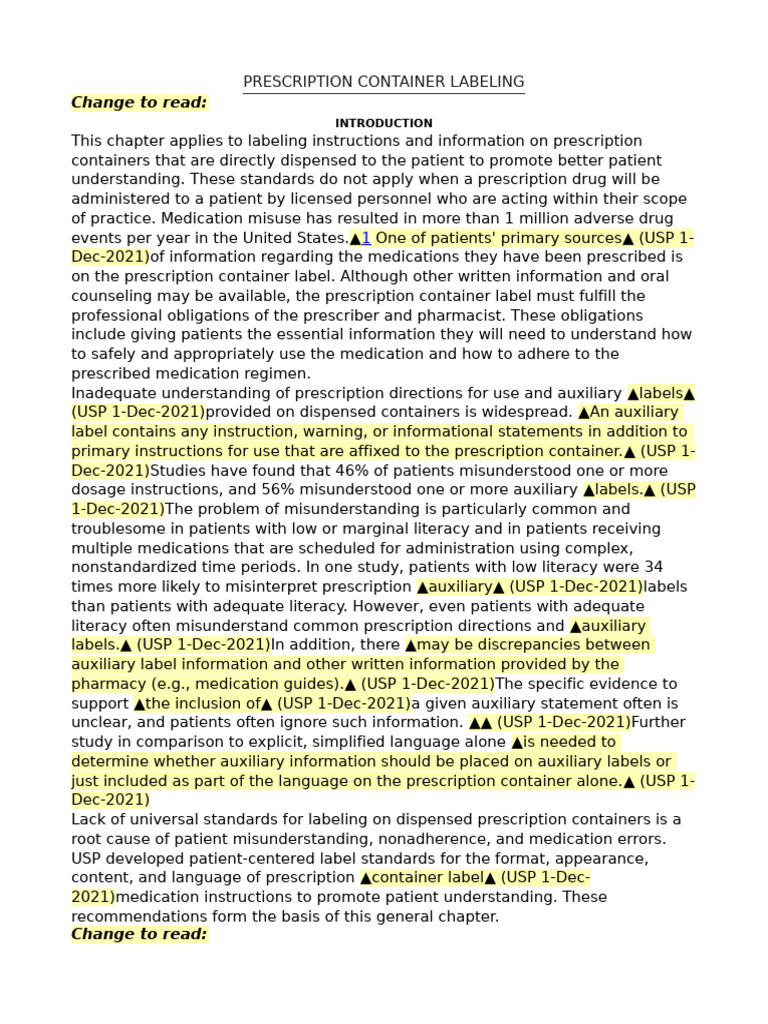 Prescription Container Label Standards | PDF | Medical Prescription ...