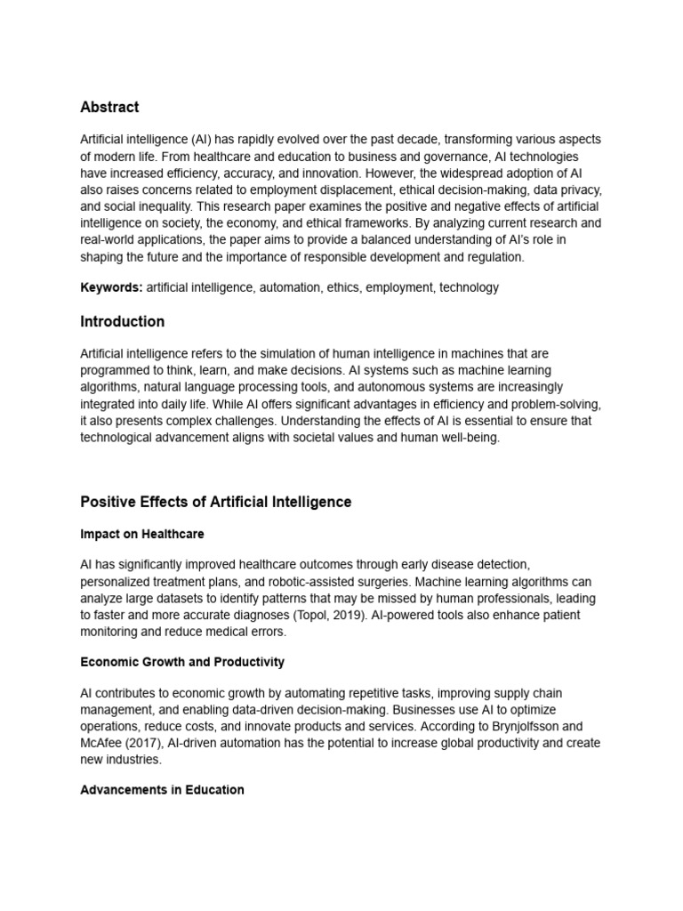 Impact of AI on Society and Ethics | PDF | Artificial Intelligence ...