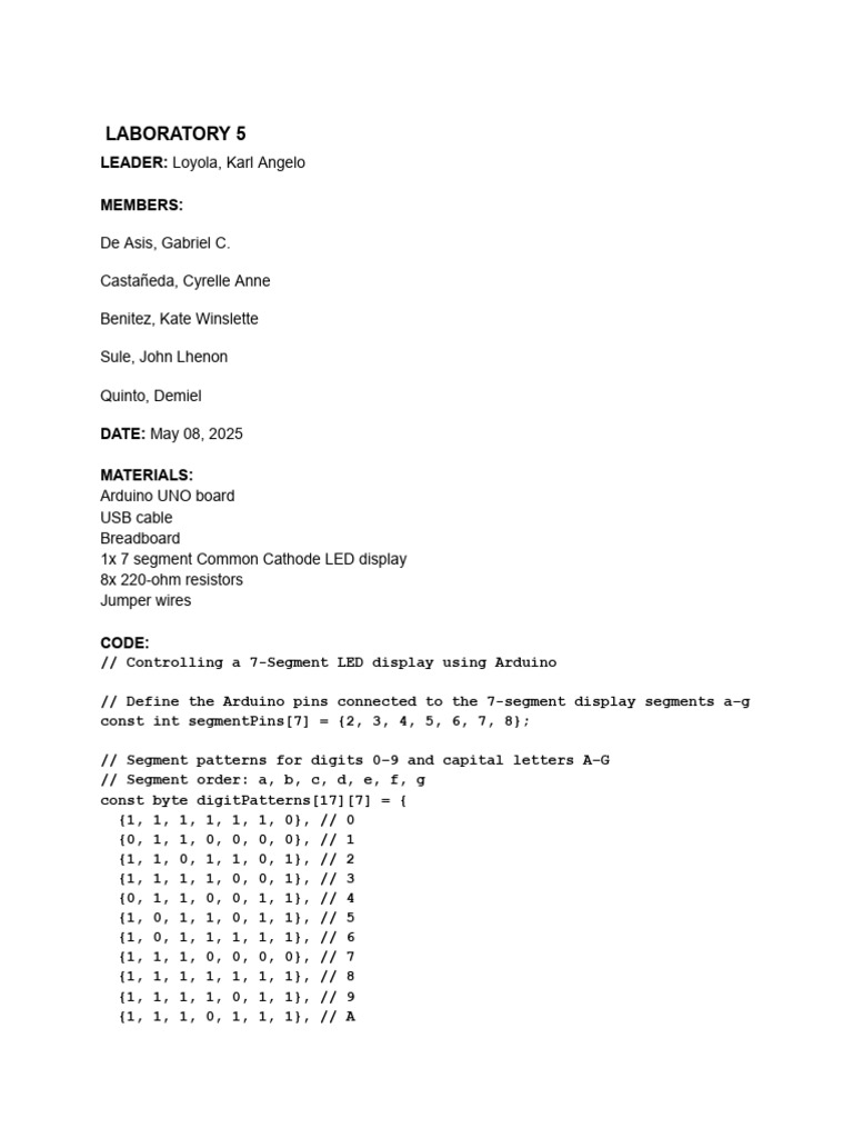 Laboratory 5 | PDF | Arduino | Electronics