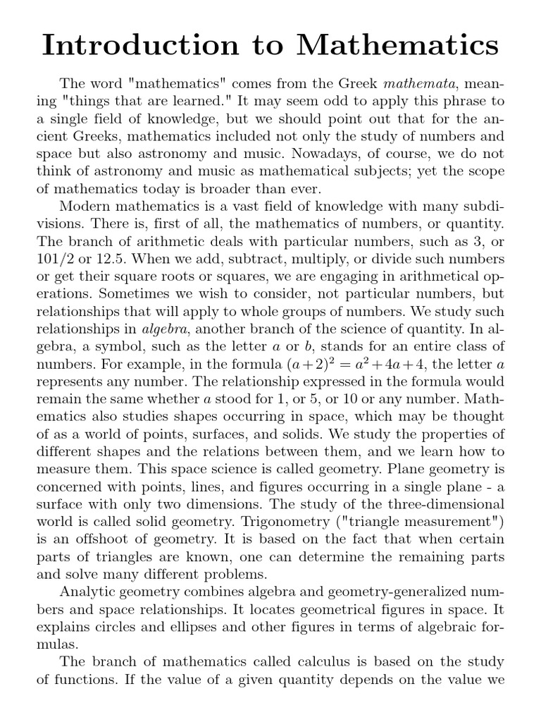 Overview of Mathematics and Its Branches | PDF | Mathematics | Geometry