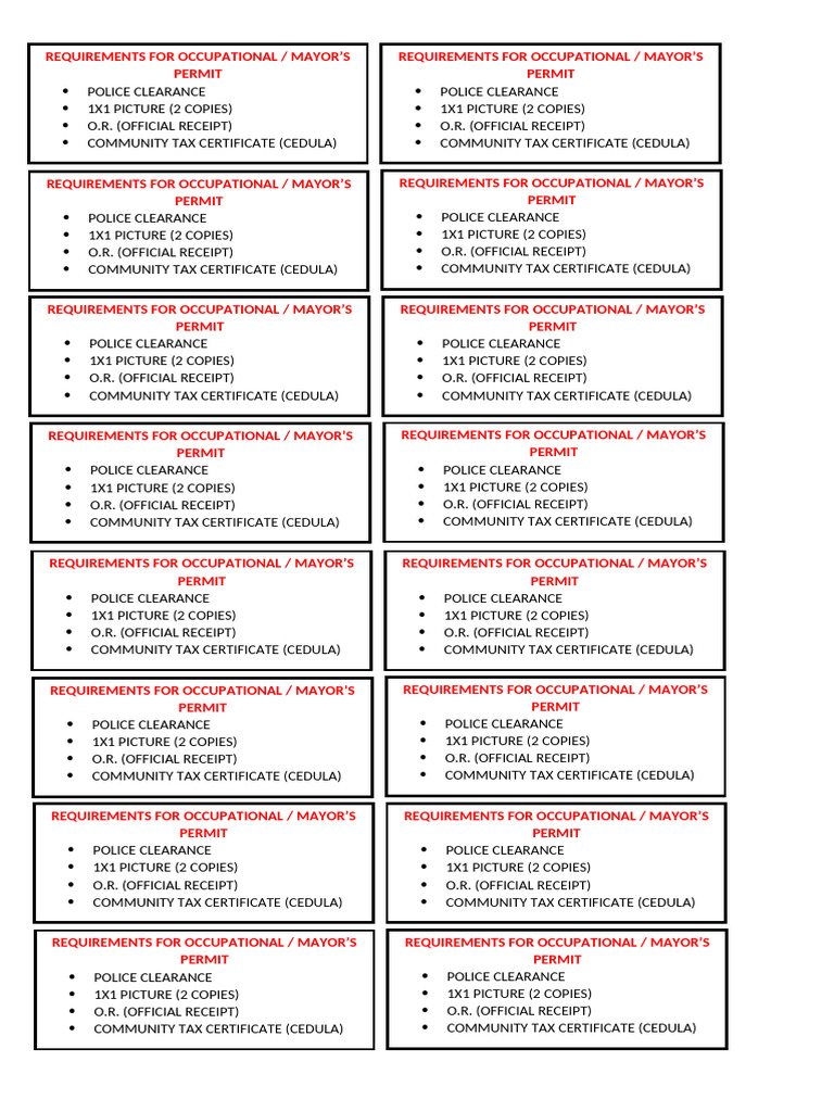 Occupational Permit Requirements Guide | PDF | Legal Documents ...