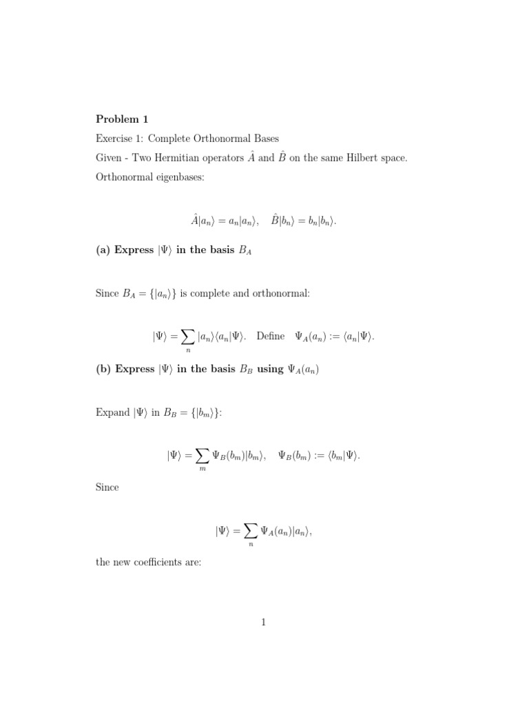 Quantum Mechanics: Orthonormal Bases & Operators | PDF | Operator ...