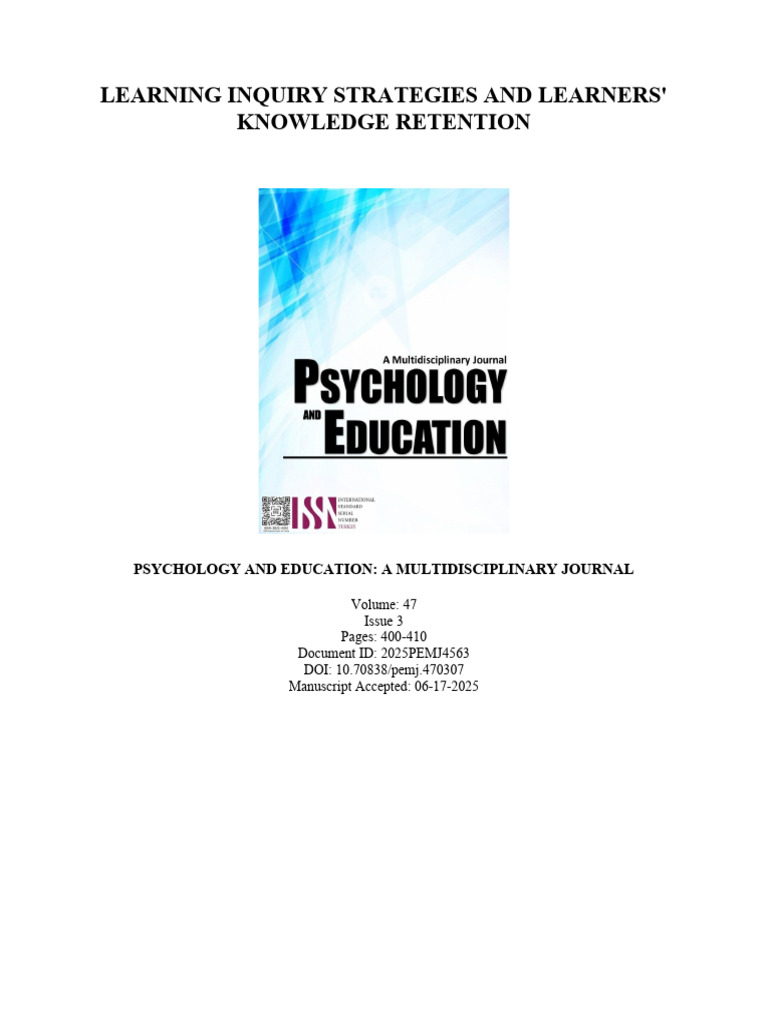 Inquiry Strategies for Knowledge Retention | PDF | Learning | Inquiry ...
