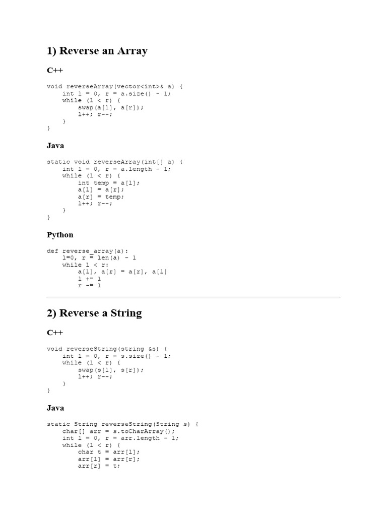 Array and String Manipulation Algorithms | PDF | C++ | Algorithms And ...