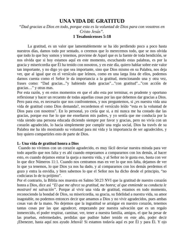 La Importancia de Vivir en Gratitud | PDF | Gratitud | Dios