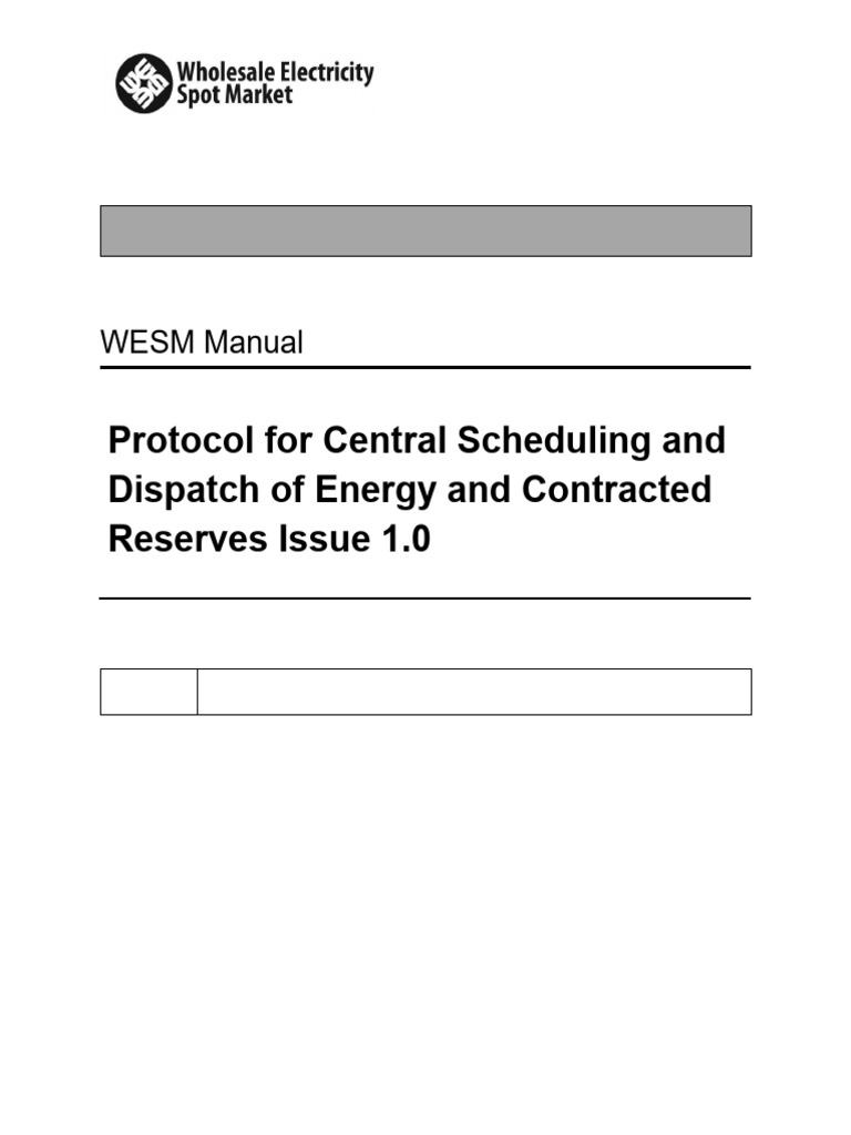 WESM Central Scheduling Protocol Guide | PDF | Electricity | Power ...