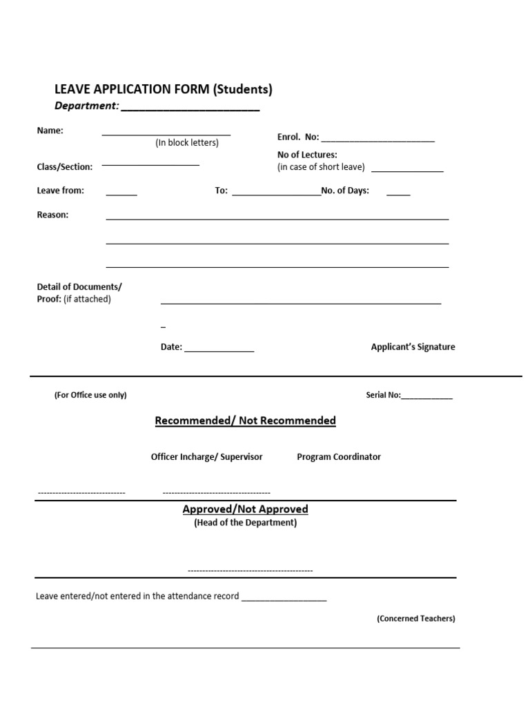 NIT Srinagar Student Leave Application Form | PDF